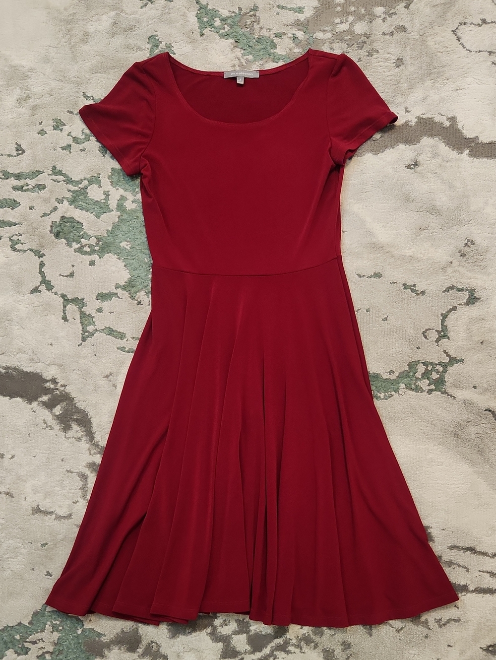 NY Collection Red Short-Sleeve Fit & Flare Dress